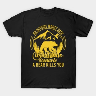 Funny Retro Go Outside Worst Case Scenario A Bear Kills You T-Shirt